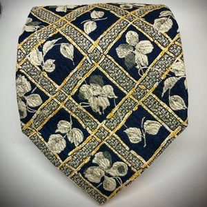 Mens authentic Italy silk tie Kenzo gold blue Tie